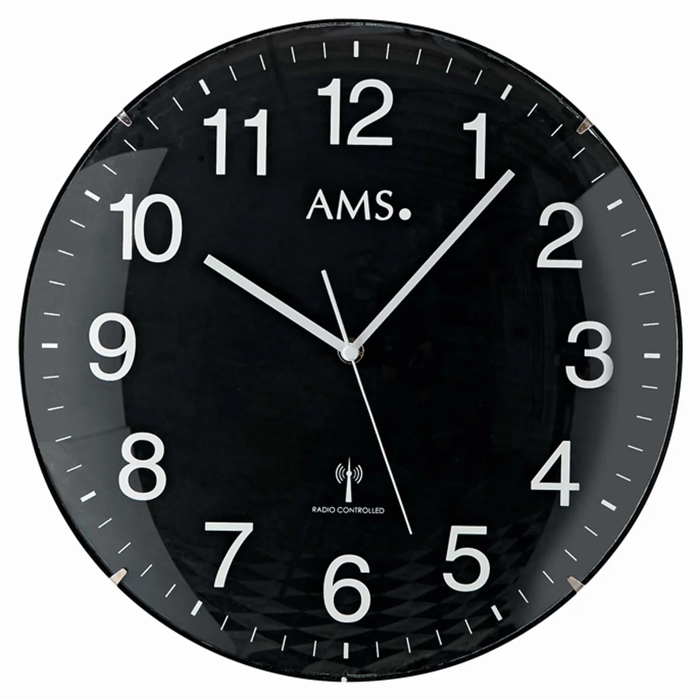 Clásica Reloj de pared AMS 5959 Radio Reloj Negro grandes números Cocina Oficina manecillas