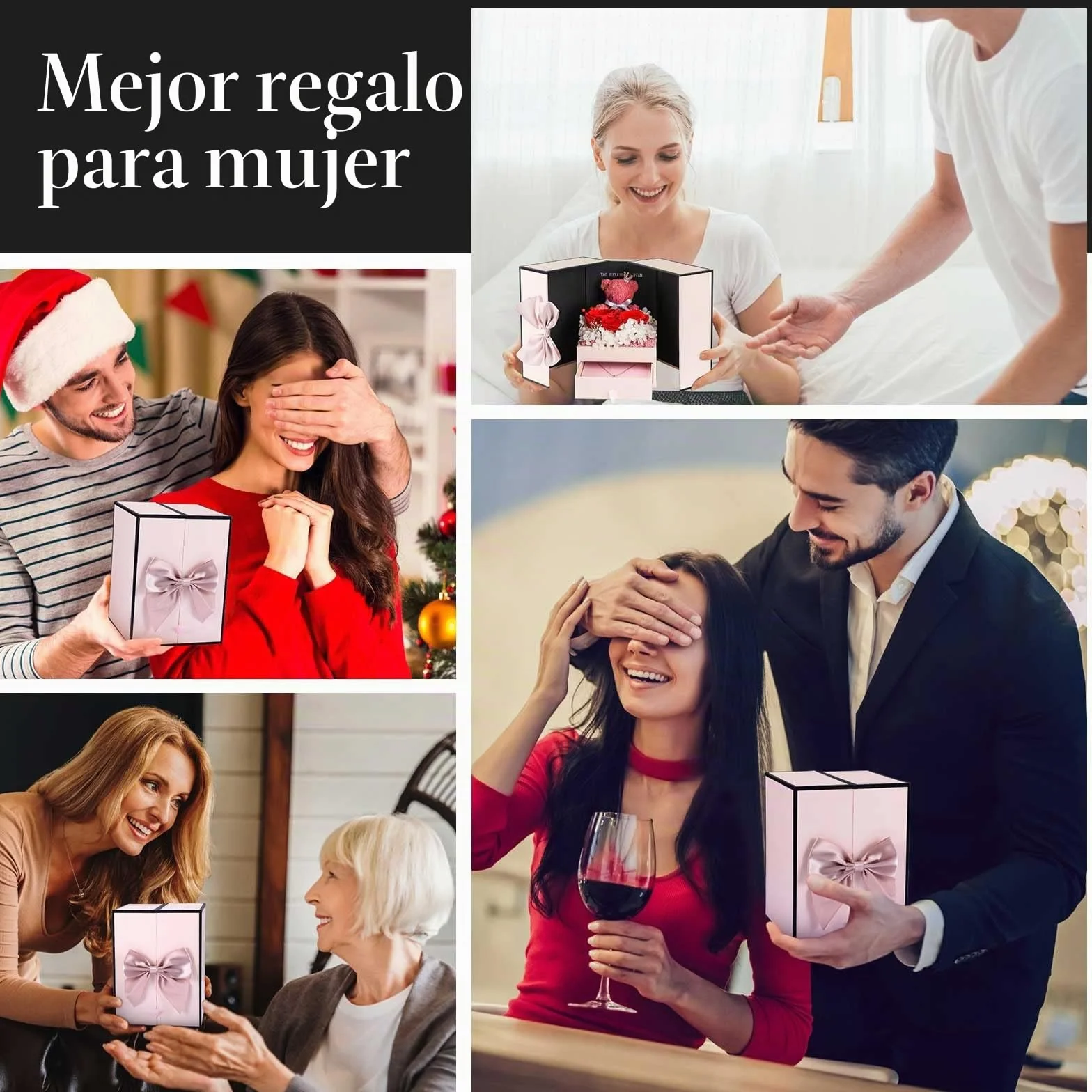 Collar de Rosa Eterna Preservada con Texto I Love You en 100 Idiomas, Regalo para Mujer Mama Dia de la Madre Aniversario Boda Novia