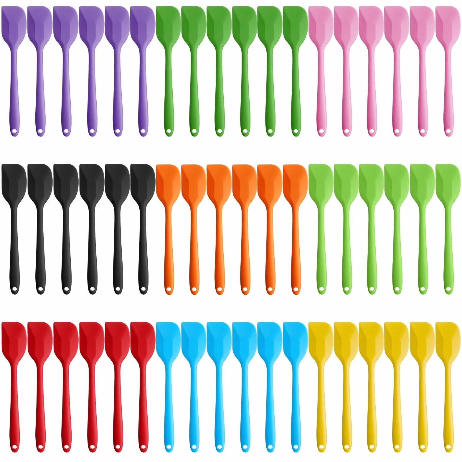 Hsei 54 espátulas de silicona de 8.1 pulgadas, espátulas de goma resistentes al calor, antiadherentes, flexibles, herramienta de mezcla para hornear con acero inoxidable en el interior para utensilios