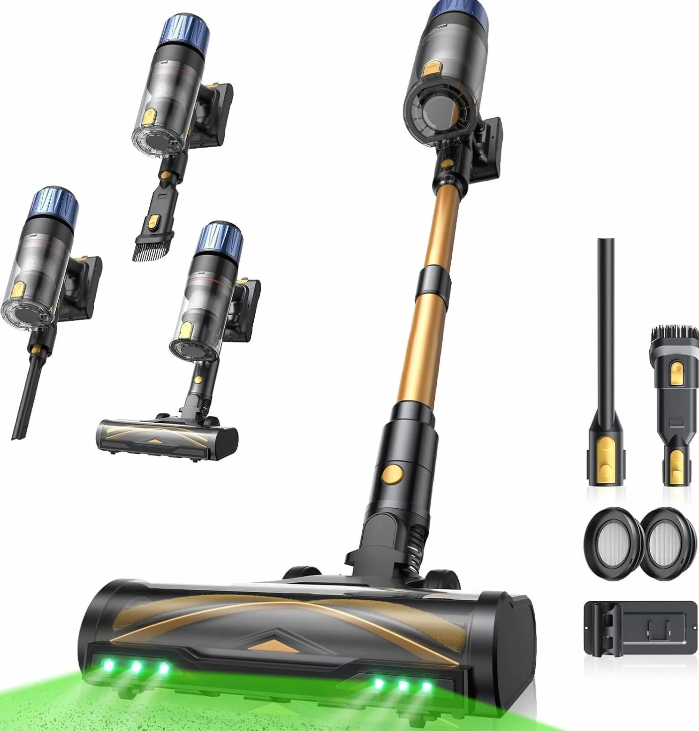 Proscenic P15 Aspiradora sin Cable 55kPa/70Mins, Aspiradora Escoba Vertical Potente con Pantalla Táctile LED, Antienredo y Modo Automático para Suelos/Alfombras/Pelo de Animales