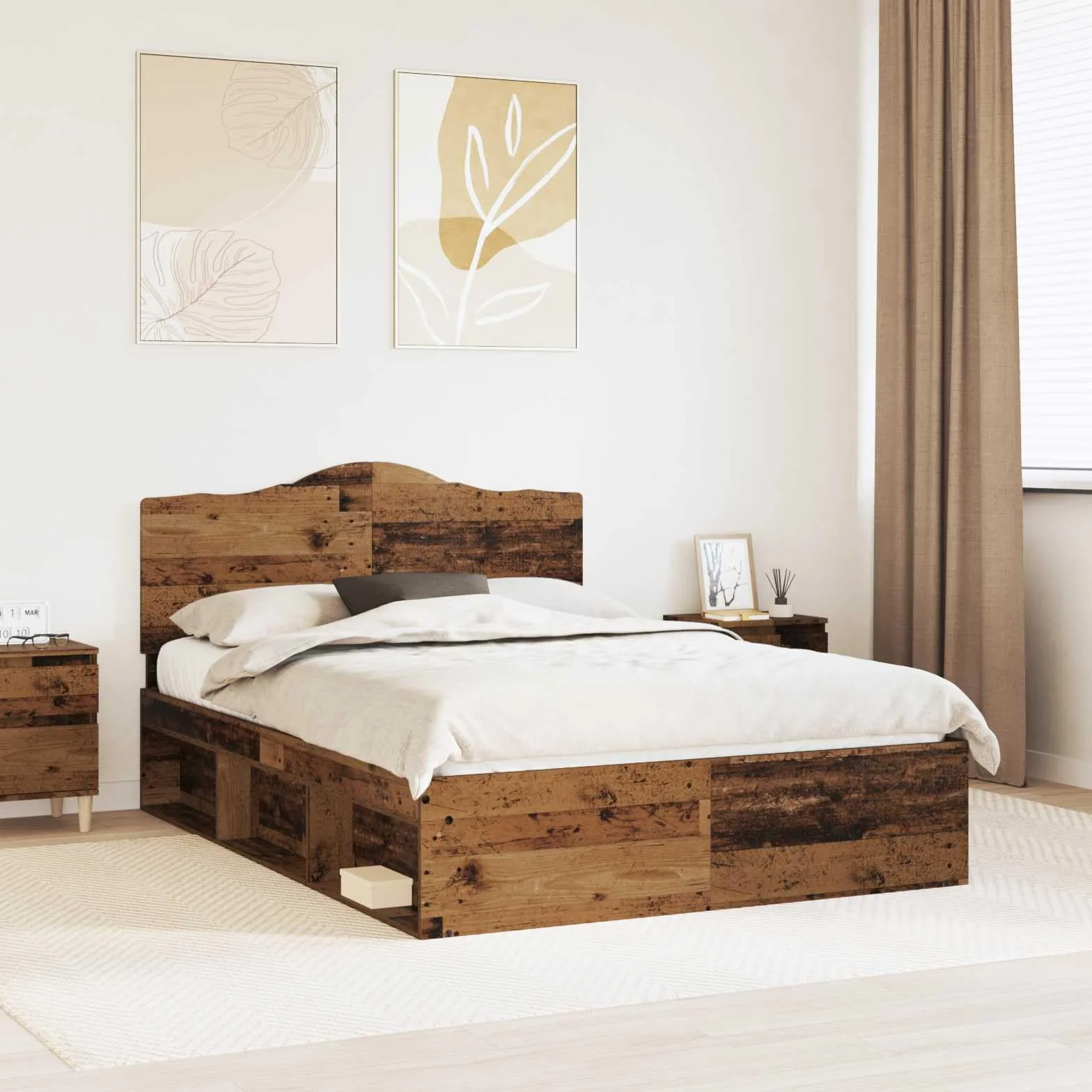 vidaXL Estructura de Cama con cabecera Madera Vieja 140 x 190 cm