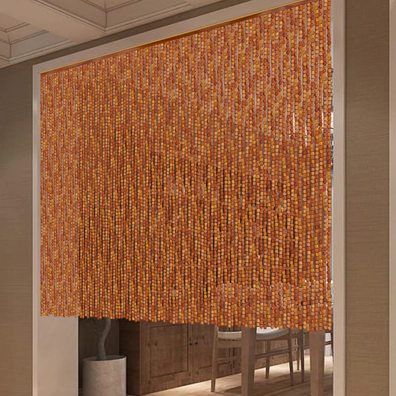 Cortina de Cuentas de bambú Natural, mosquitera divisoria de Puerta de 50 hebras, Personalizable de 50x200cm, Elegante decoración para Ventana y Pasillo, Accesorio ecológico para el hogar.