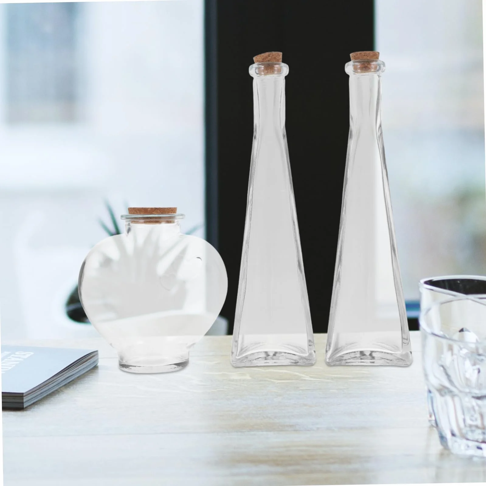 Botellas Decorativas de Cristal para Ceremonias de Boda, Juego de 3 Tarros de Arena con Forma de Corazón
