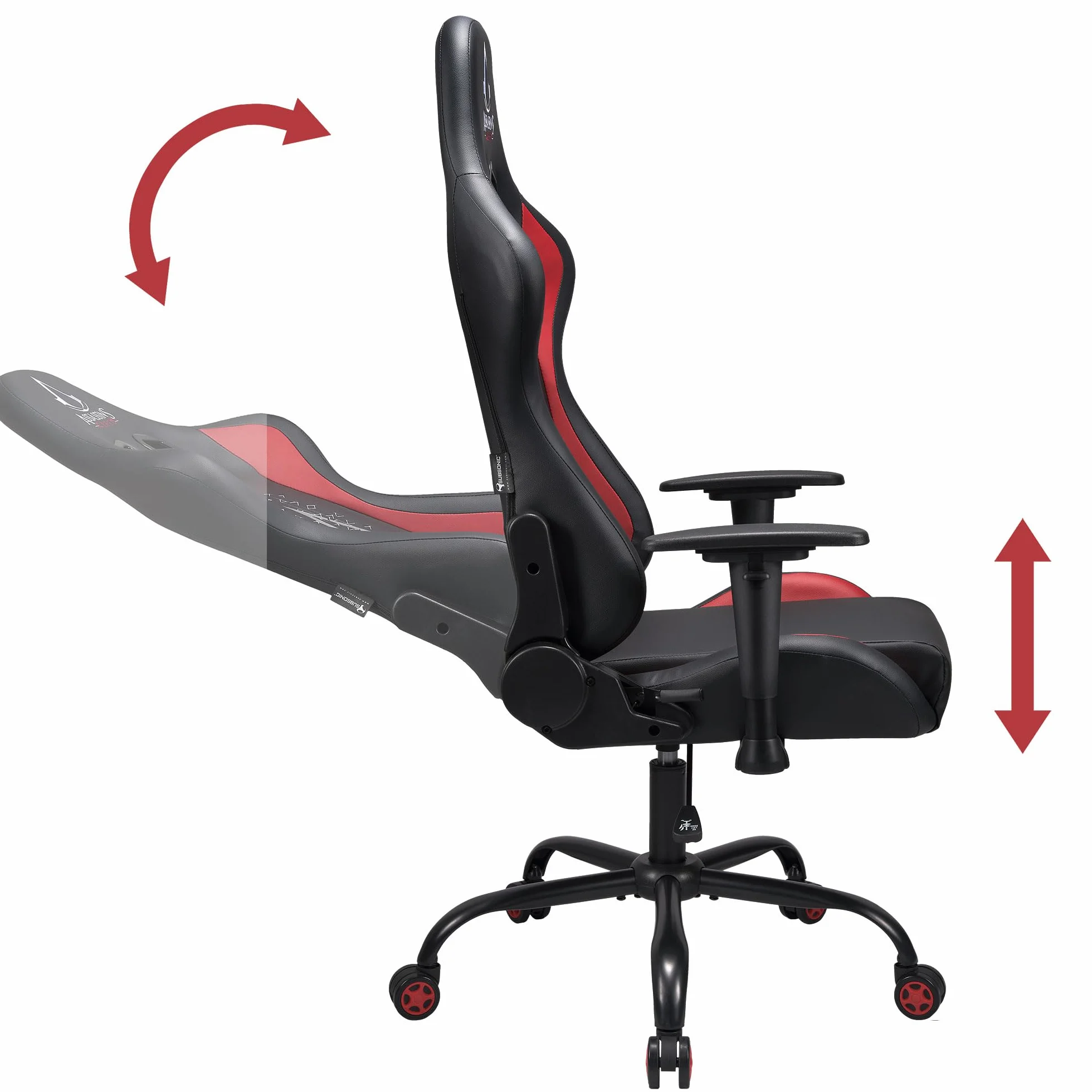 Subsonic - Silla Gaming Assassin'S Creed - Silla de Oficina Ergonómica con Espuma de Alta Densidad, Respaldo Reclinable y Reposabrazos 3D Ajustables - Altura Ajustable - Negro