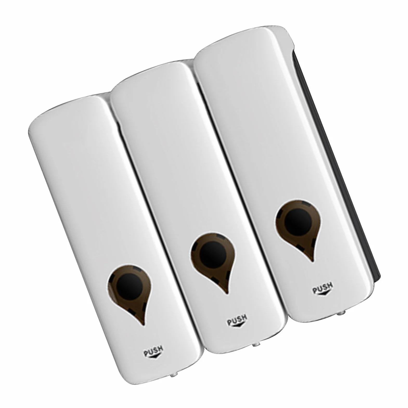 Jenngaoo Dispensador de jabon Manual de Pared 3x200ml, con Bomba antigoteo de plastico ABS Recargable para Bano Cocina