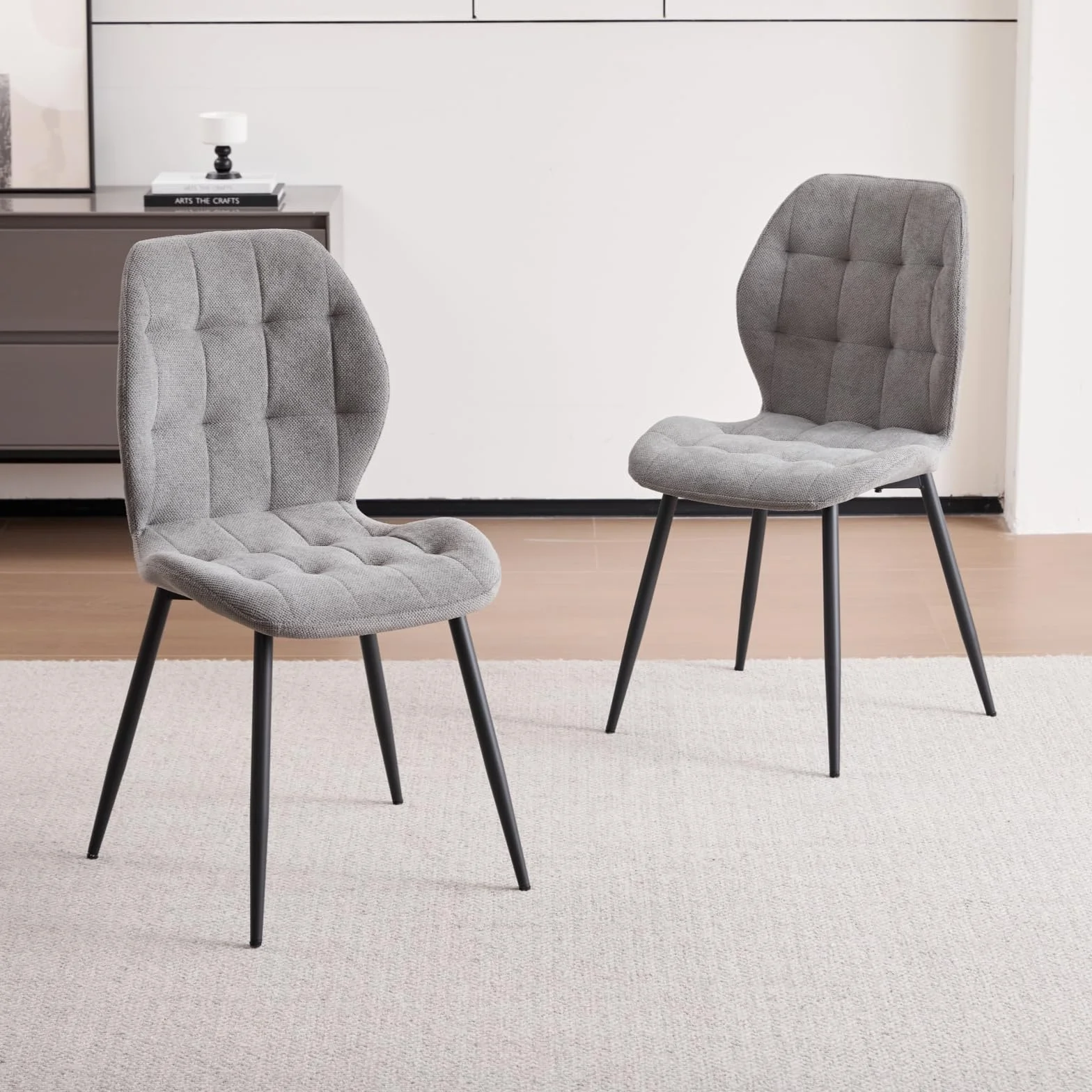 Conjunto de Mesa y Sillas de Comedor: Mesa Rectangular de 140 cm y 4 Sillas Tapizadas, Ideal para Comedor, Cocina y Salón - Color Claro + Gris Oscuro