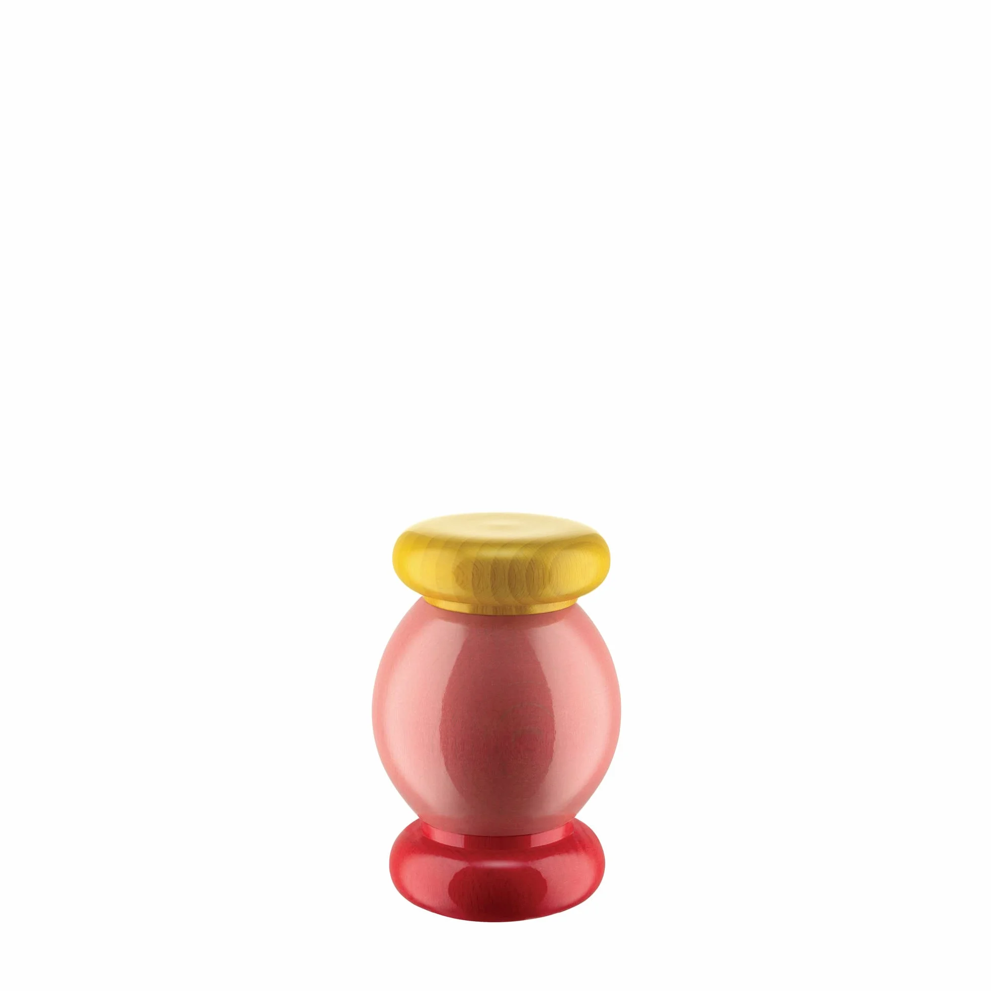 Alessi Totem Domestici ES18 2 - Molinillo de Sal, Pimienta y Especias de Diseño en Madera de Haya, Rosa, Roja y Amarilla