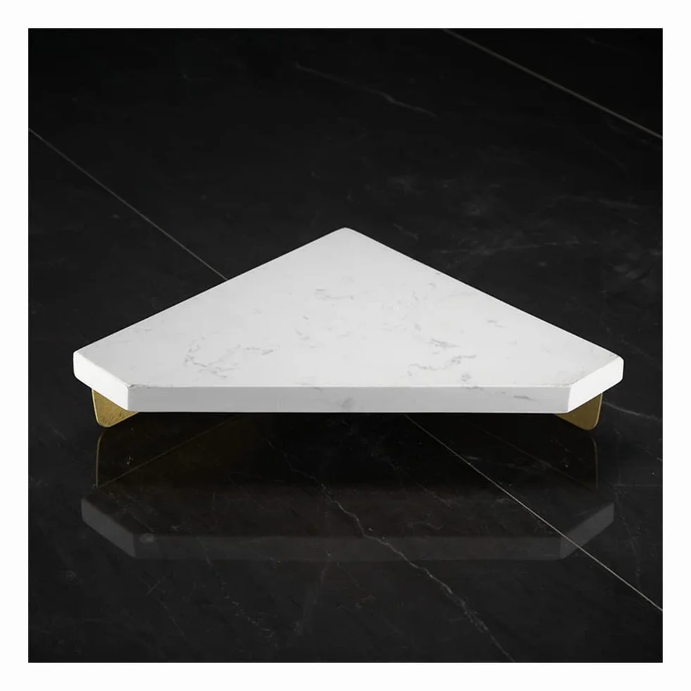 Singolo Livello B - Estante de ducha esquinero para baño, estantes flotantes, mármol, aluminio, latón, pared, piedra, champú, gel de ducha, estantes de cocina