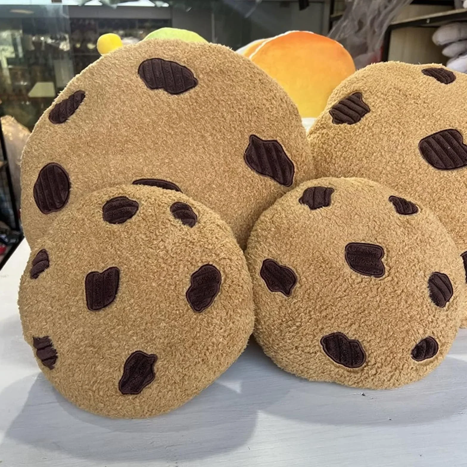 Herfair Cojín de galletas divertido decorativo de felpa, redondo, suave, para suelo, sofá, dormitorio, decoración, regalo
