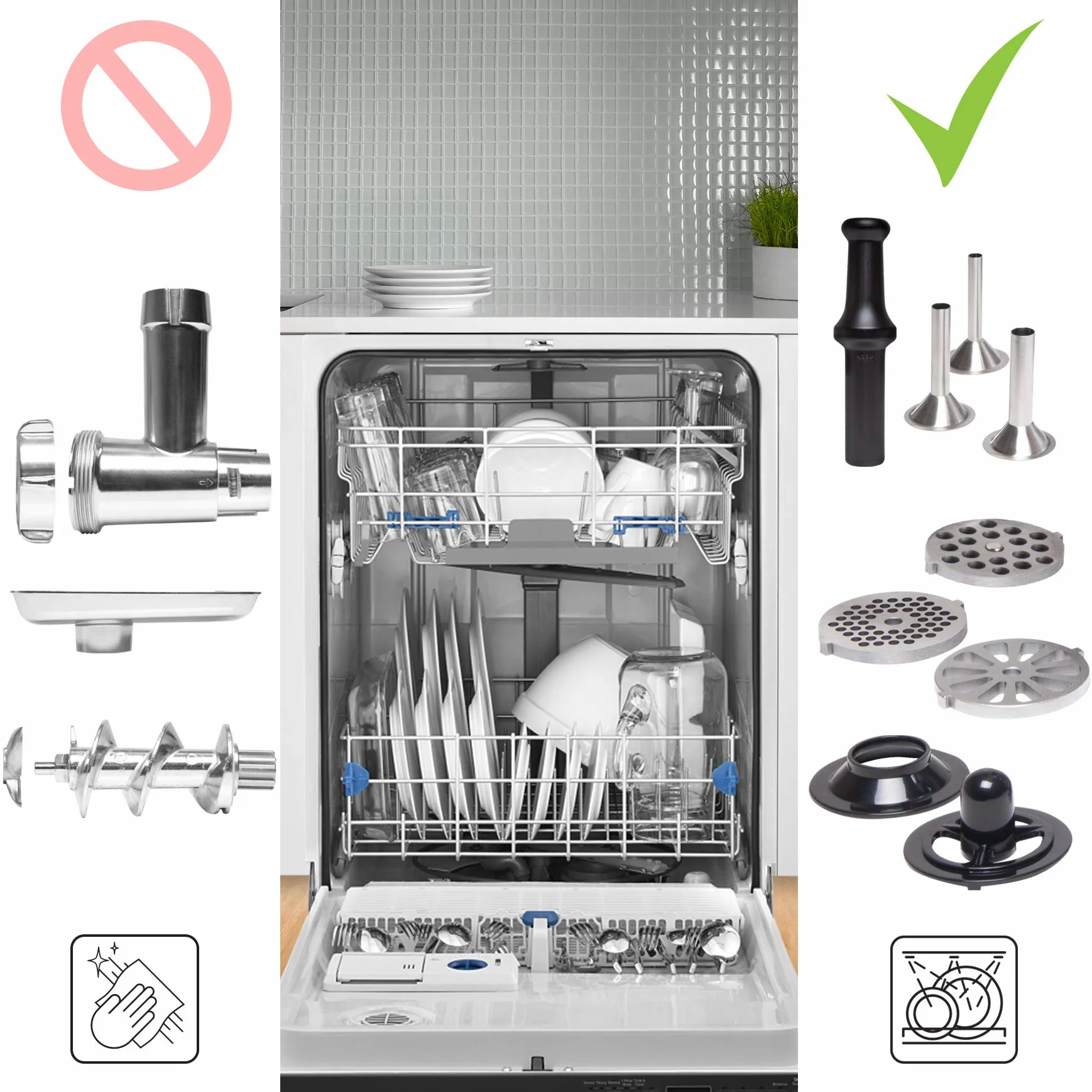 Duronic MG301 Picadora de Carne Eléctrica 3000 W de Acero Inoxidable | Accesorios para Carne Picada, Salchichas y Kibbe, para Platos de Carne o Verduras, Potente y Resistente, para la Cocina