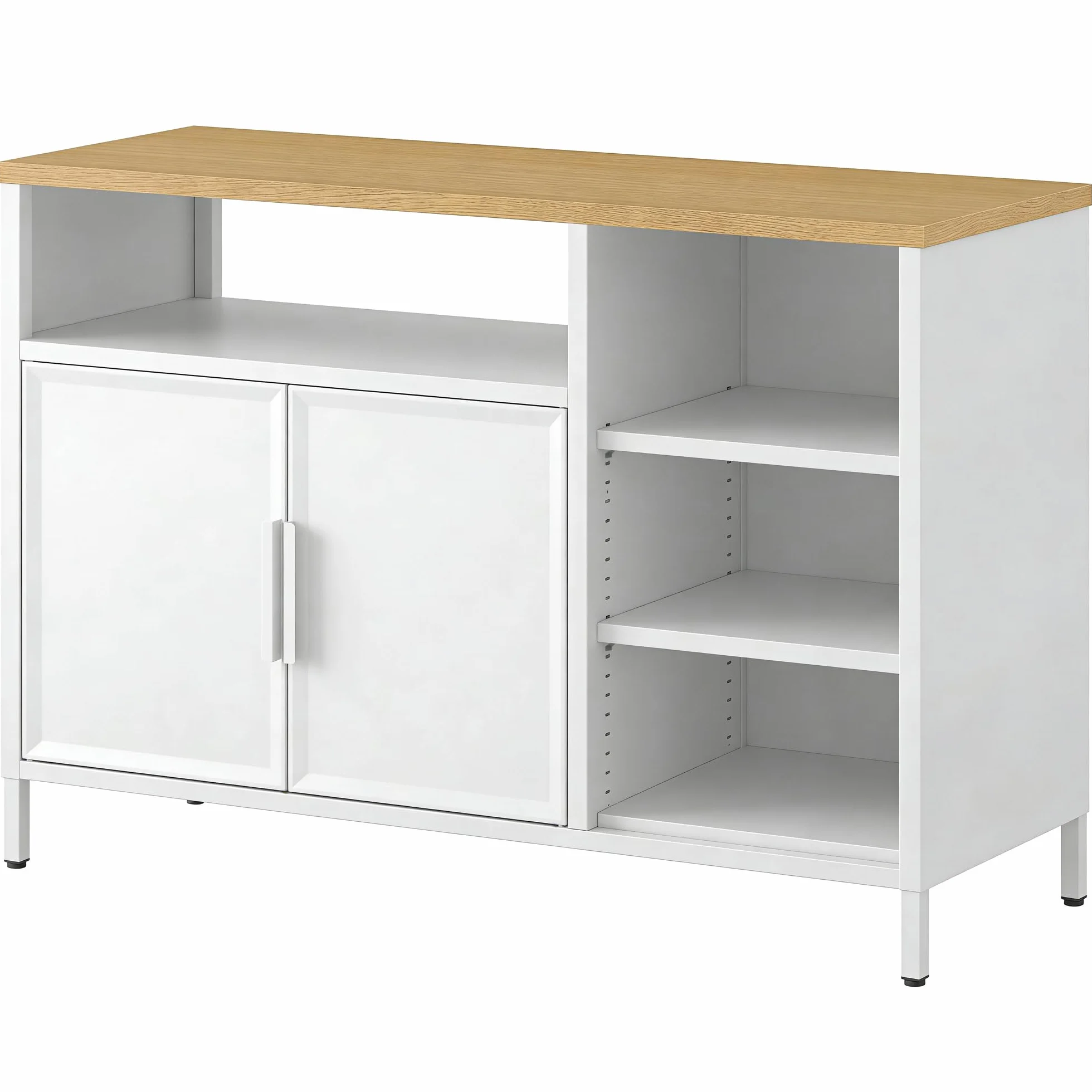 YITAHOME Armario de Almacenamiento, Armario de Metal, aparador, Armario con Puertas Dobles, Cierre magnético, estantes Ajustables, Marco de Acero, 42.5 x 15.7 x 29.9 Pulgadas, Caja Blanca + encimera