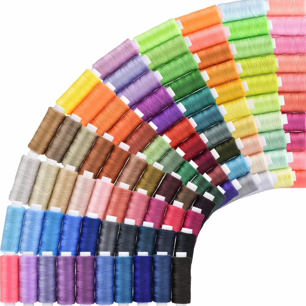 Kits de hilos de coser, multiusos, 100 carretes de colores, hilo de poliéster, surtido de hilo de acolchado, para bordado de costura a máquina de mano