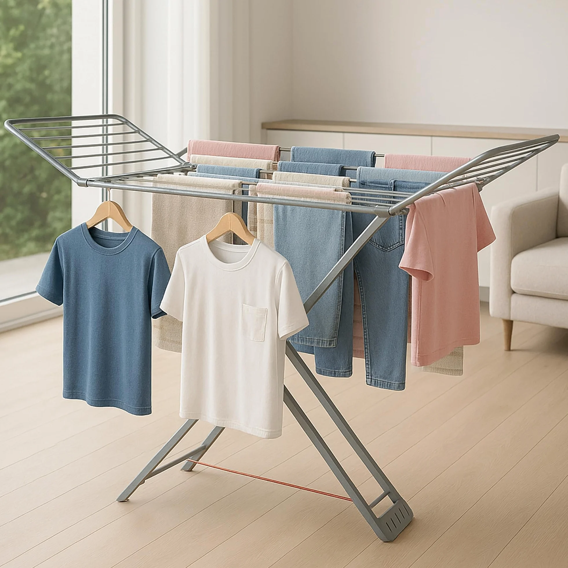 TIENDA EURASIA – Tendedero Plegable | Material Resina | Color Gris Claro | Superficie de Tendido 20 Metros | con Bloqueo de Seguridad | Medidas 55x180x108 cm