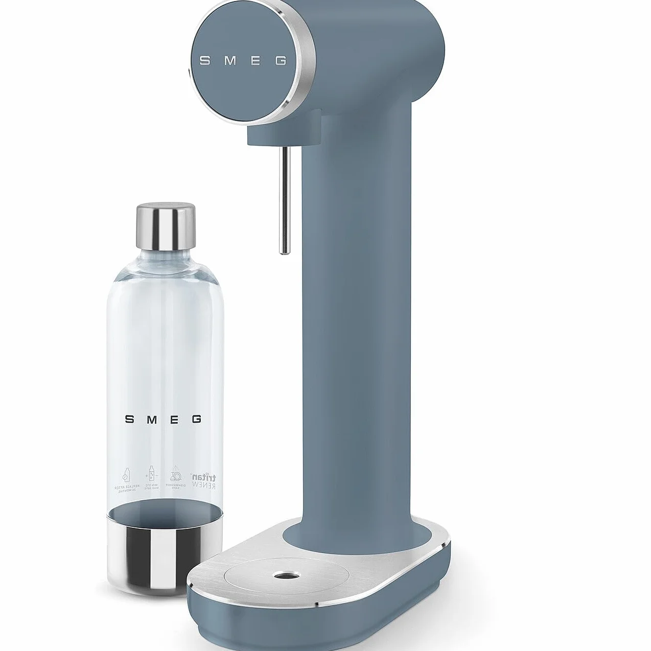 Smeg SKC01SBM Máquina de refrescos, pies antideslizantes, diseño que ahorra espacio, 800 ml, azul tormenta