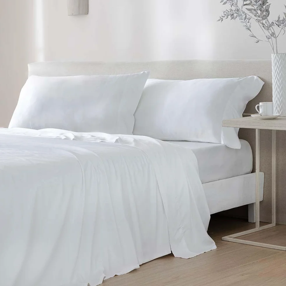 COTTON ARTean Juego de sábanas Bambú ORGÁNICO e HIPOALERGÉNICO Cama de 150 x 190/200. Color Blanco. Eco Friendly