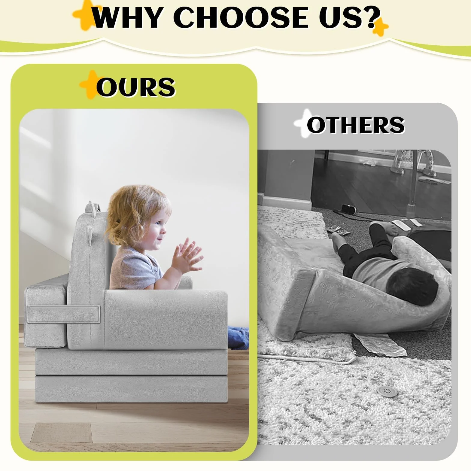 Sofá Infantil, 2 en 1 Silla Plegable para niños, Suave sofá de Terciopelo de Cristal para los niños pequeños para el Dormitorio, Sala de Estar