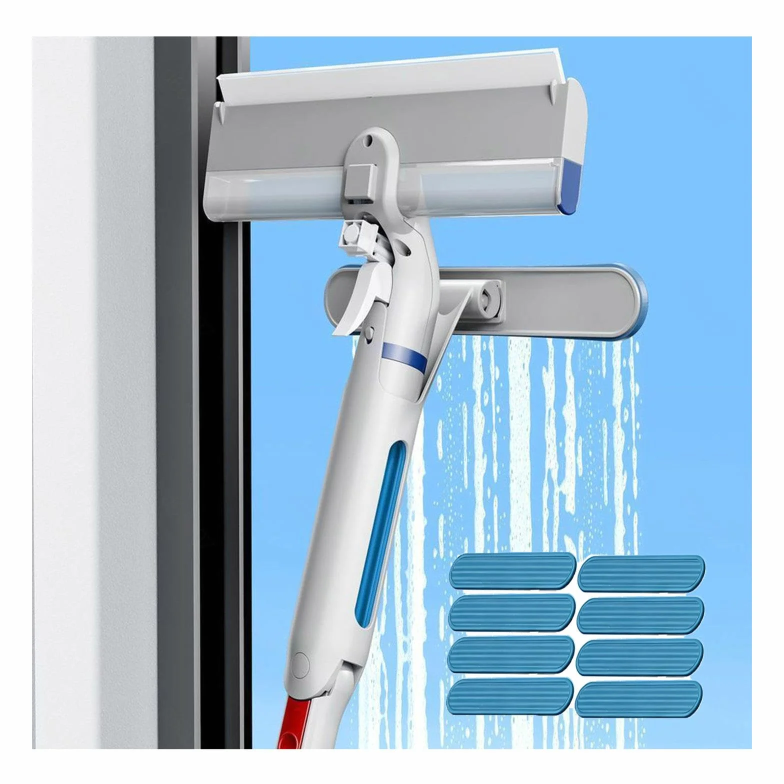 Limpiacristales con Pulverizador de Ventanas con Depósito de Agua Residual Kit de Limpieza para Ventanas Interiores y Exteriores Adecuado para Múltiples Escenarios