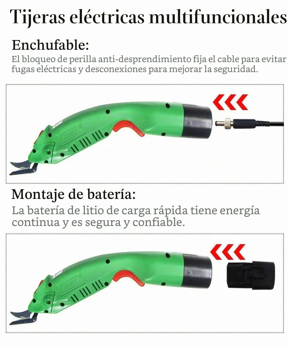 MXBAOHENG Cortador de Tela Industrial Inalámbrico con 1 Batería (5000 mAh) y 2 Cuchillas (A,B) WBT-2 Tijeras Eléctricas para Tela