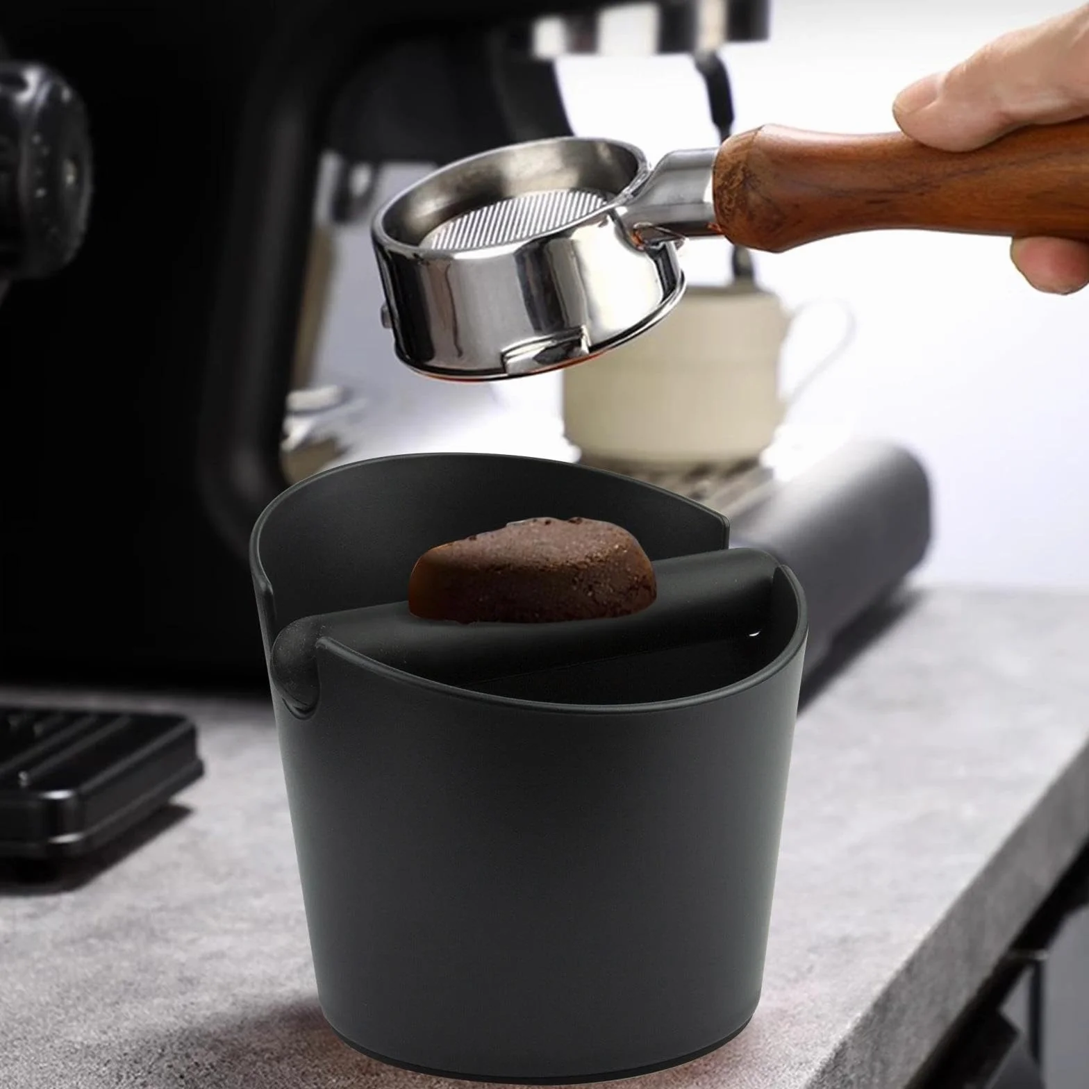 Portafiltro Caja De Golpeteo Base De Goma Antideslizante Barra Extraíble Para Baristas
