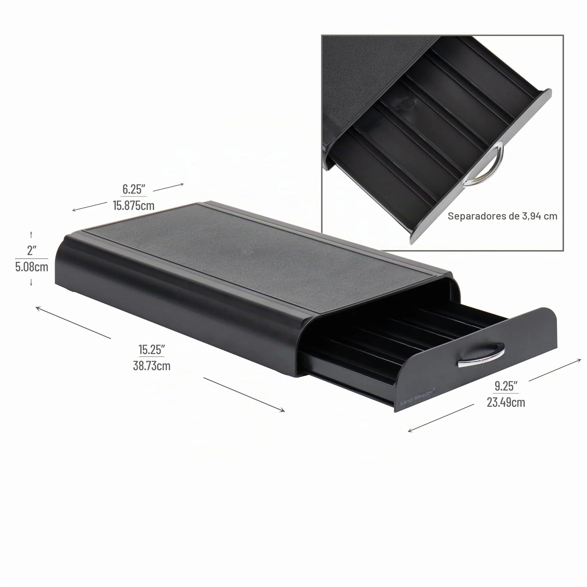 Mind Reader Nespresso Organizador de encimera de cajón de cápsulas, soporte para cápsulas de café, 9.21 x 15.94 x 2.36 pulgadas, negro