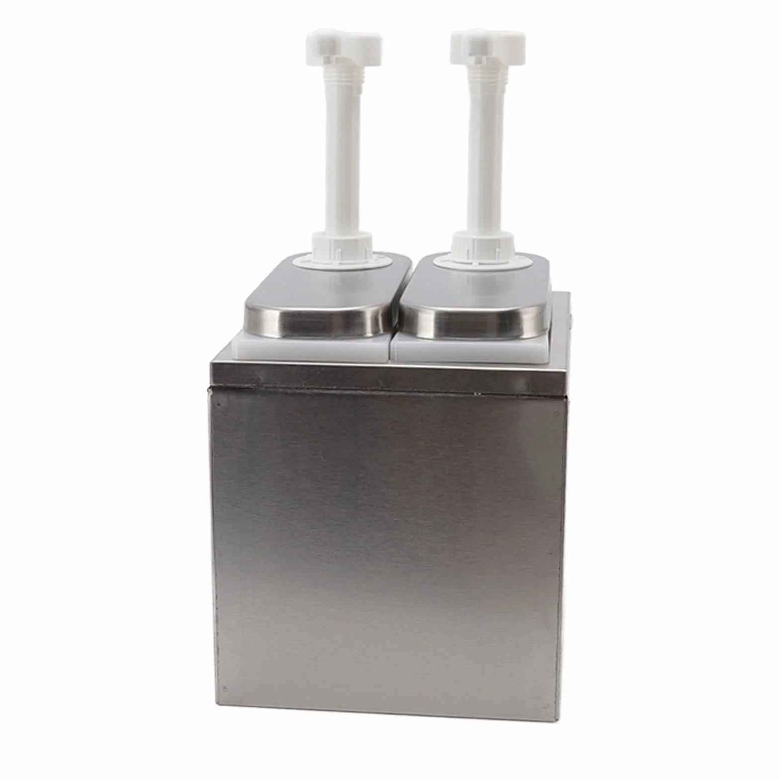Chrees Bomba de acero inoxidable, estación de especias de plástico con capacidad de aplastamiento de 30 ml para casa de cocina, bomba dispensadora de para ketchup, mostaza y más (bomba doble de