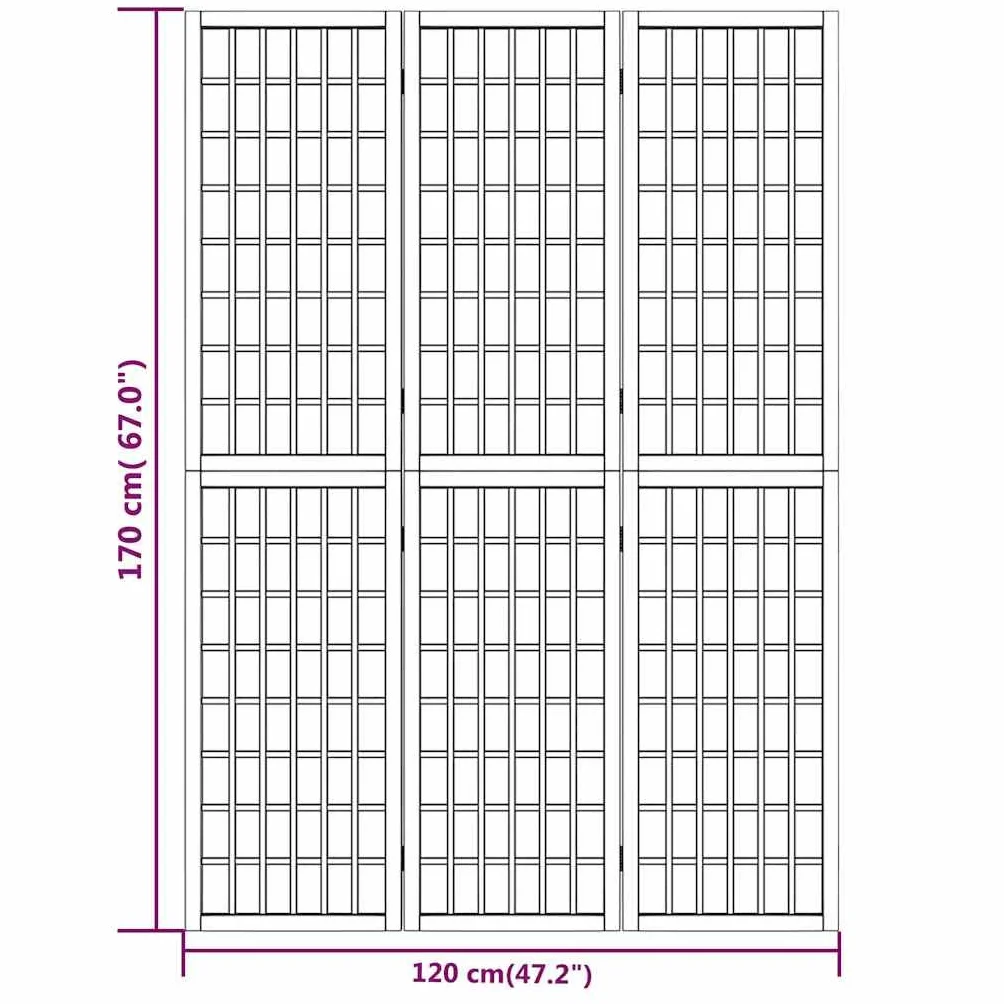 vidaXL Biombo plegable con 3 paneles estilo japonés blanco 120x170 cm