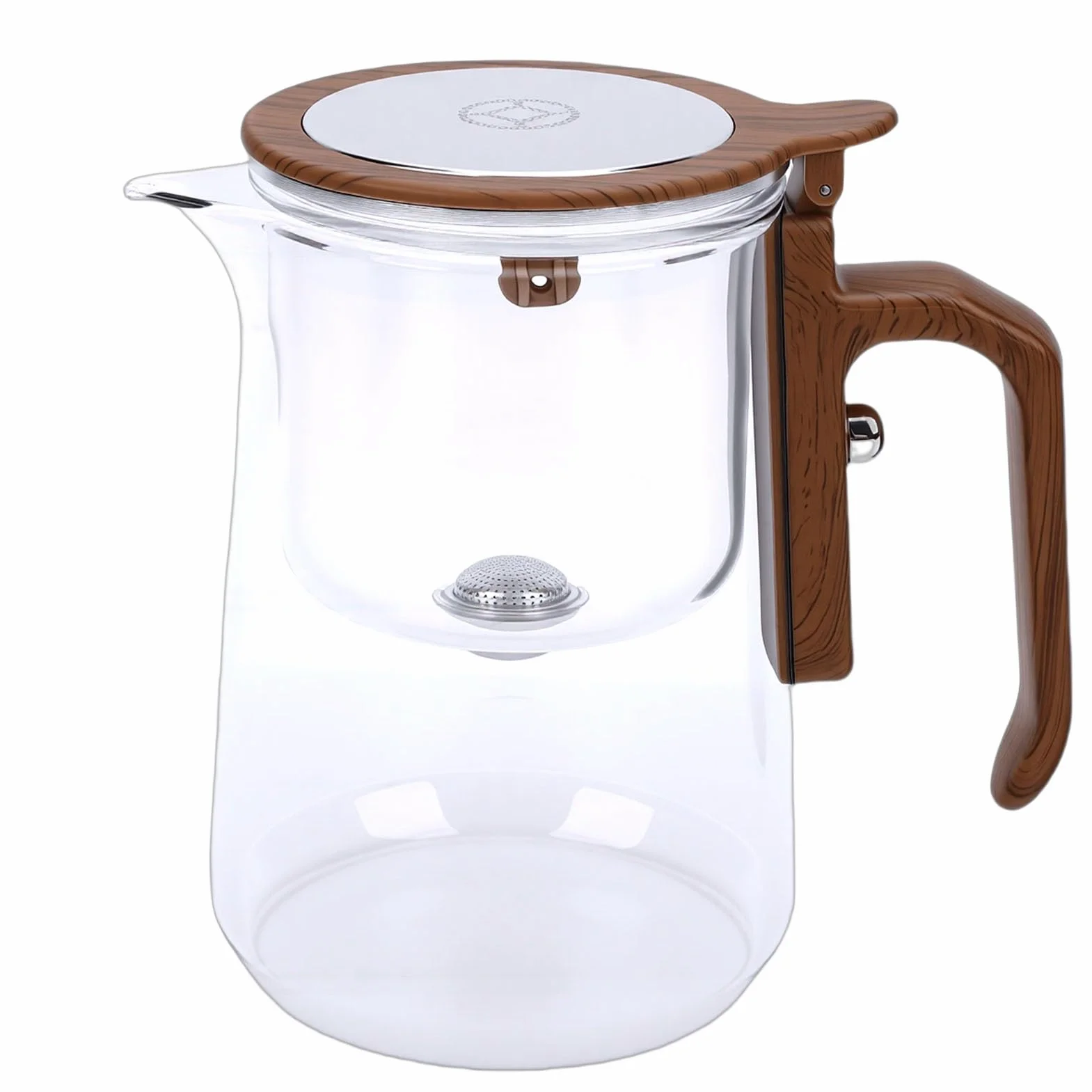 Focket Tetera Enchanti, tetera de vidrio con infusor para té a granel y separación magnética del agua con control de presión, regalo ideal para aficionados y profesionales (800ml)