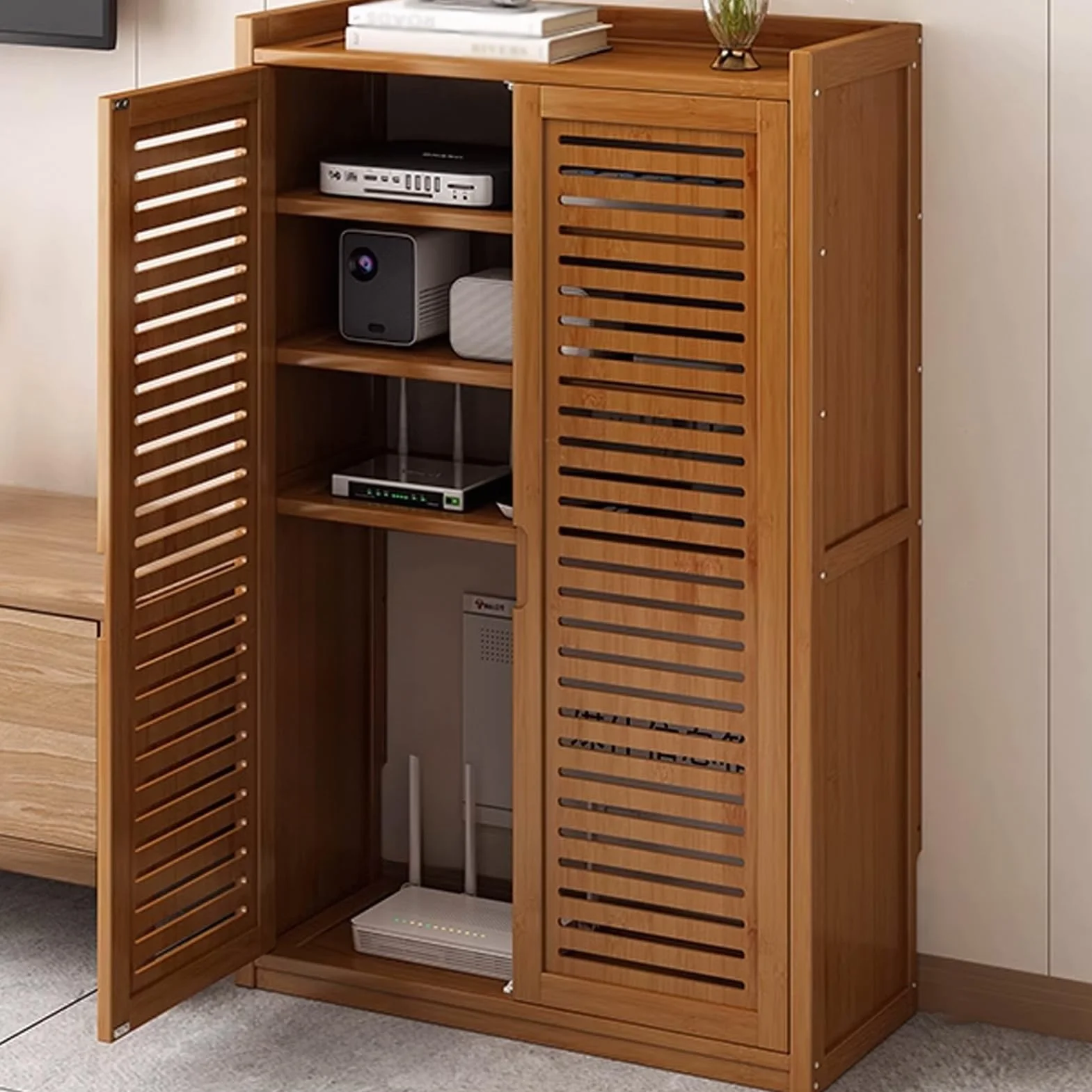 Mueble organizador for router wifi, armario independiente, caja decorativa de suelo for router, caja oculta for la organización del hogar y la oficina(97cm/38.2in)