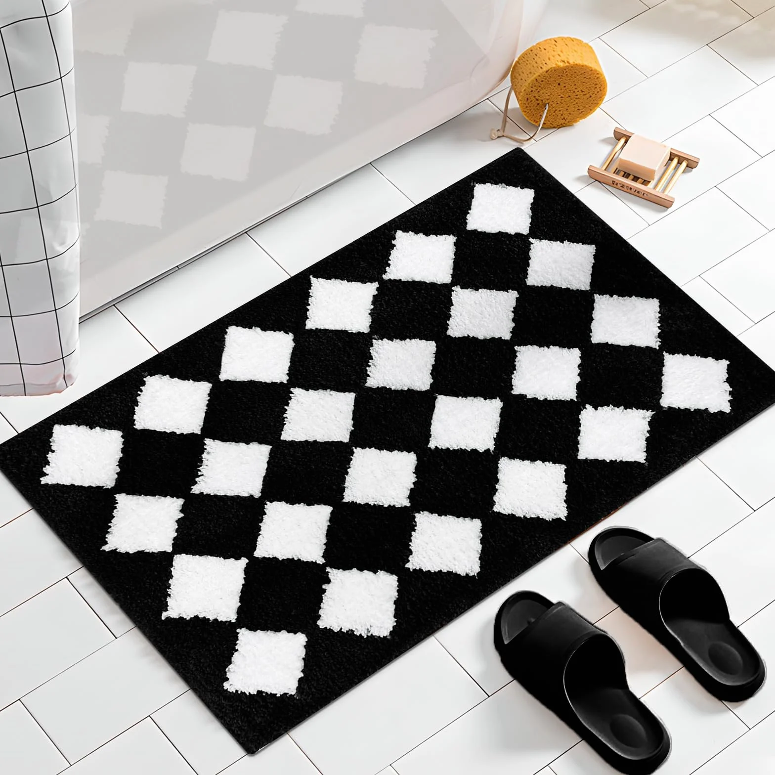 APROPHIC Alfombra de baño antideslizante y absorbente de agua, alfombra de microfibra suave para lavandería, dormitorio, bañera, fregadero, 20 x 30 pulgadas