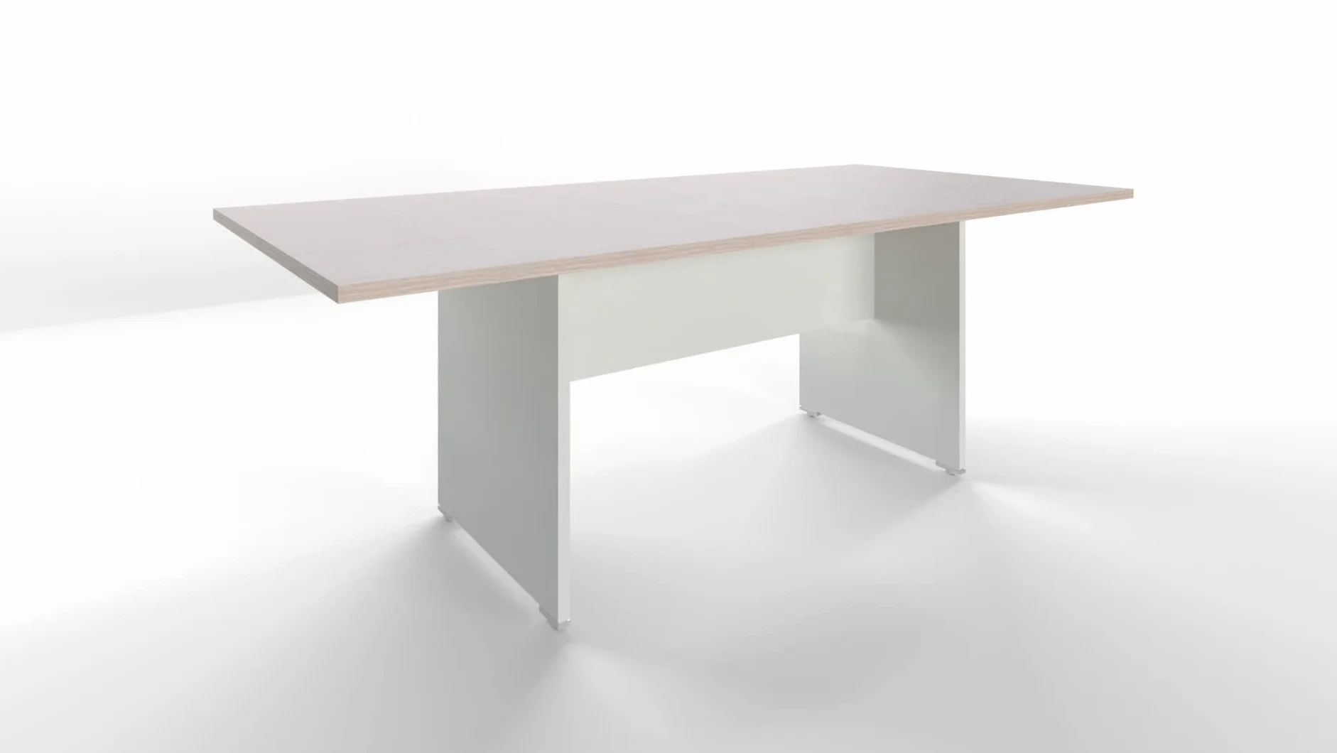 FBasic Mesa de reuniones rectangular de madera – Roble blanco – 210 x 100 x 73,6 cm