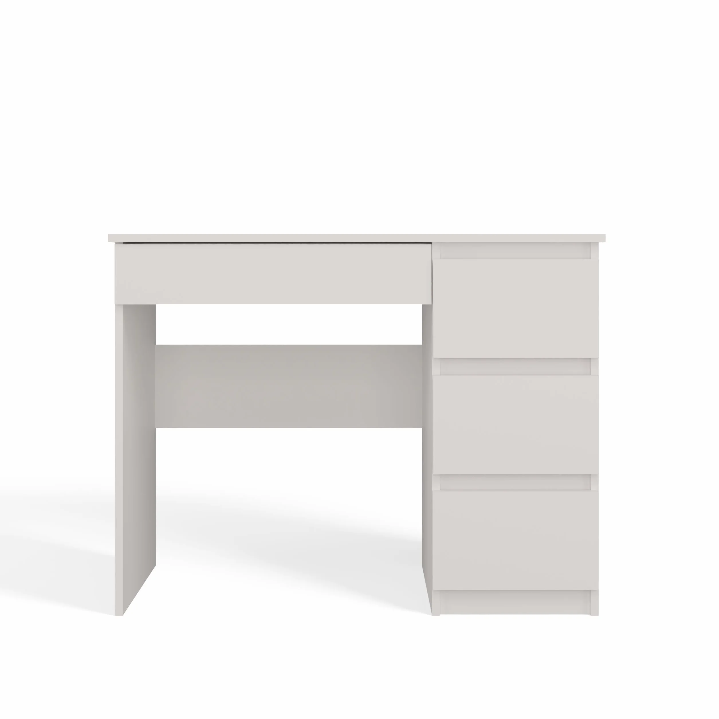 CDF Escritorio 4 Cajones Mesa de Ordenador Oficina Casa Despacho Decoración Diseño Versátil Estudio para Computadora Laptop Portátil Gaming Documentos para Trabajo Juvenil Adulto – Blanco Mate