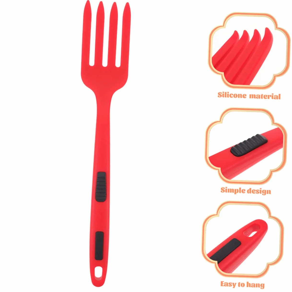 Tenedor de Cocina de Silicona Flexible Resistente al Calor 2 Piezas Rojo Intenso