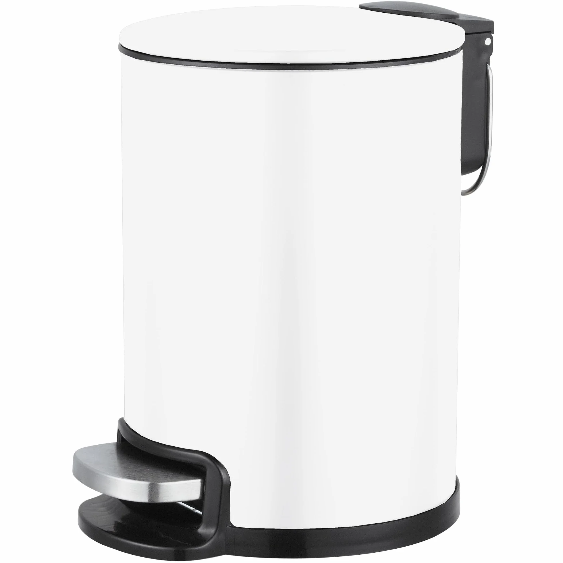 Cubo de Basura para Baño con Pedal 3 Litros Blanco Acero Inoxidable Lacado Ø16,8 x 25,5 cm