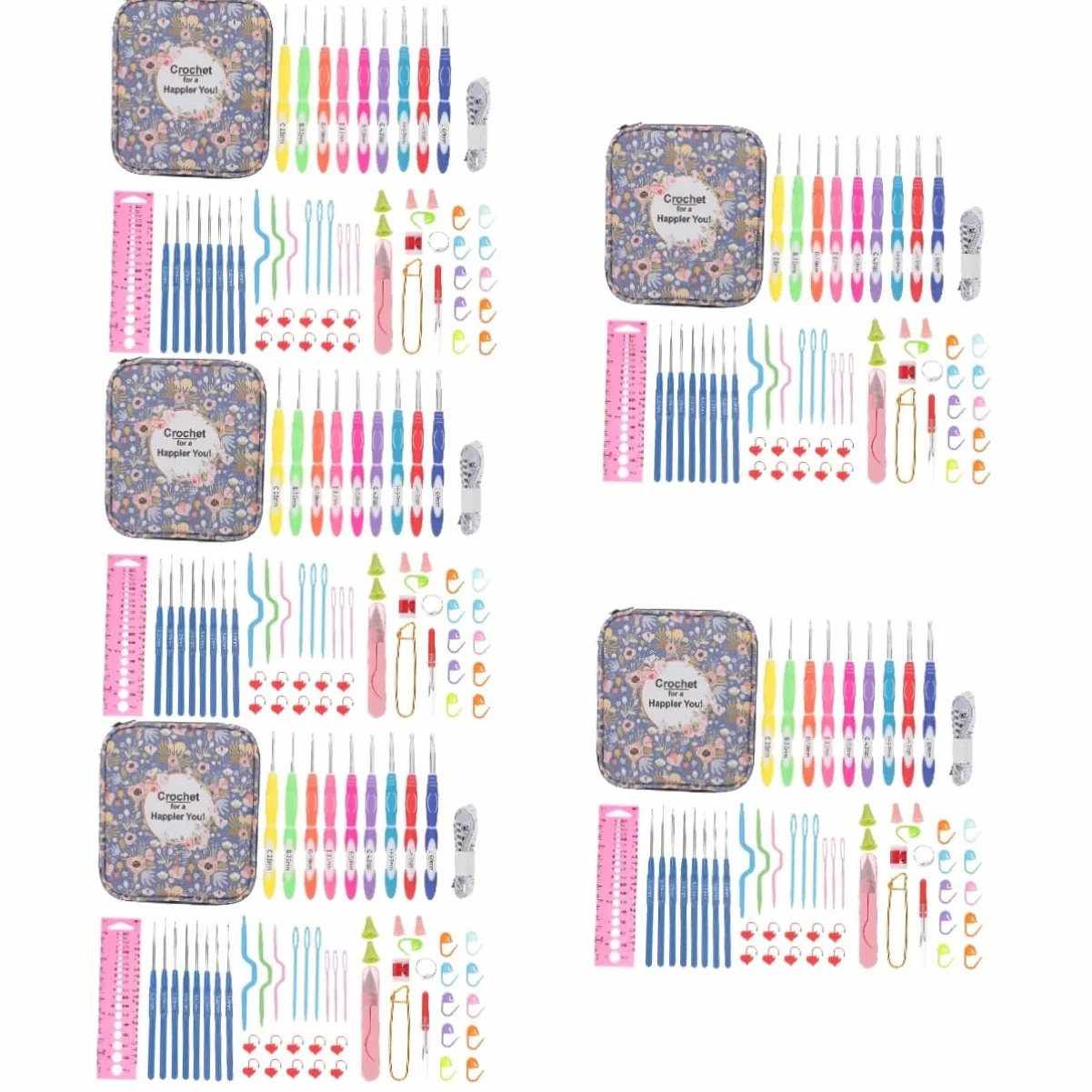 5 Juegos de Hilos de Tejido Kit de Ganchillo for Niños Kit de Ganchillo for Niños Kit de Agujas de Tejer Tamaños de Agujas de Ganchillo Kit de Tejer Mango Agujas de Tejer Marcadores de Tejer Herramien