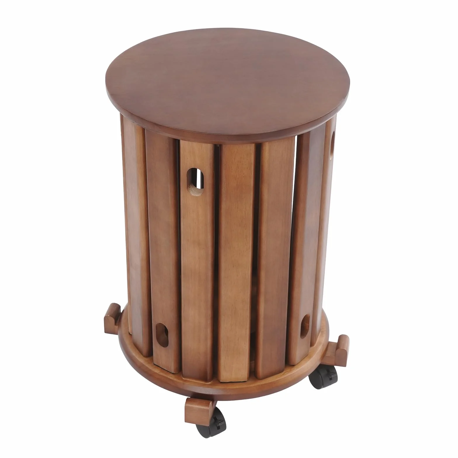 Juego de 4 taburetes de comedor, apilables, para mesita de noche, balcón, taburete, silla apilable de madera para cocina, dormitorio, salón, bar (color nogal)