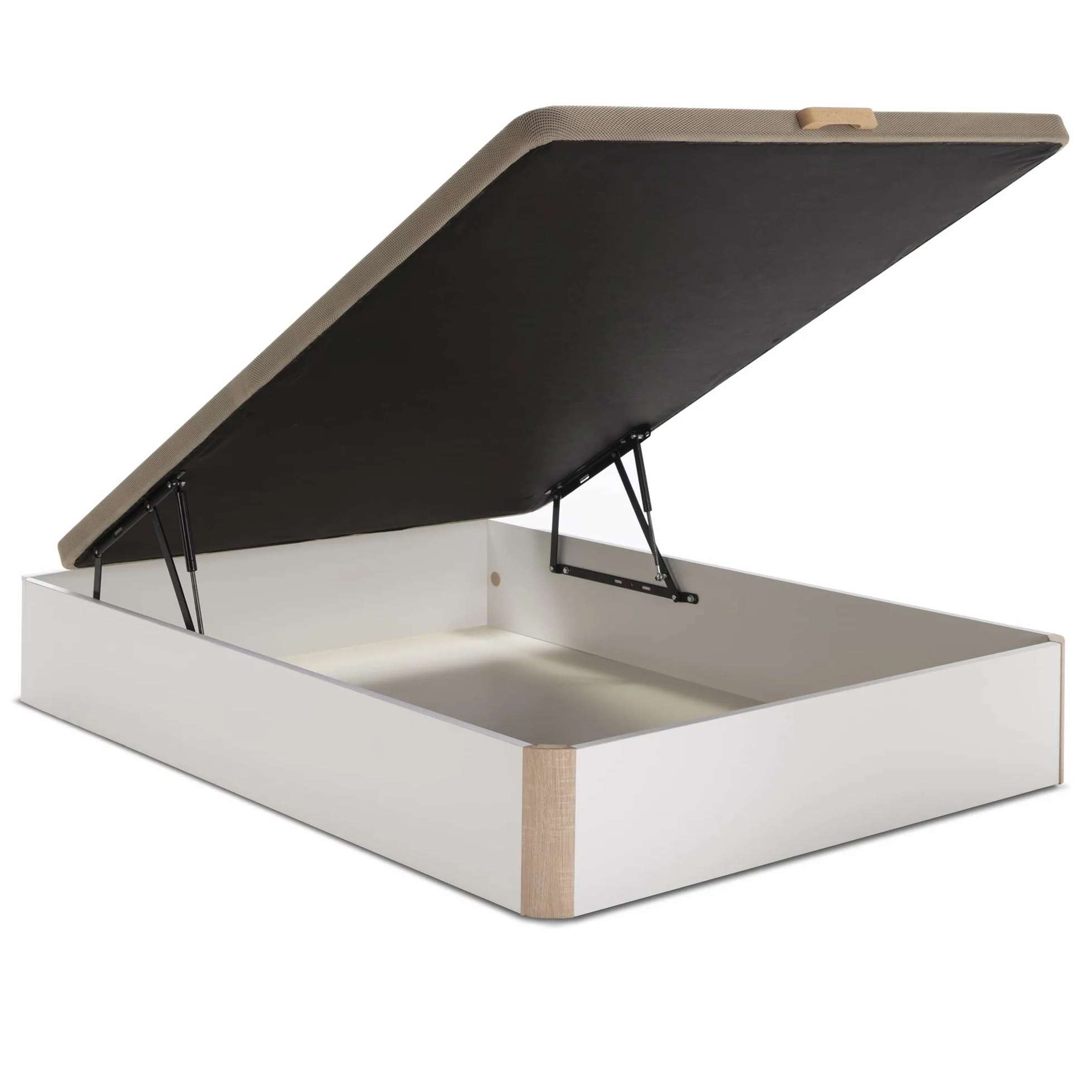 HOMN LIVING Canapé Abatible 160x200 cm Blanco/Cambrian de Gran Capacidad, Esquinas Redondeadas, Tapa Reforzada y Transpirable