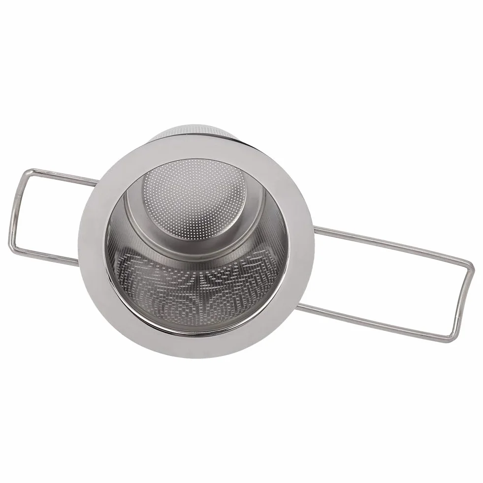 Infusor de té de malla fina de acero inoxidable Colador de té suelto Filtro plegable con tapa