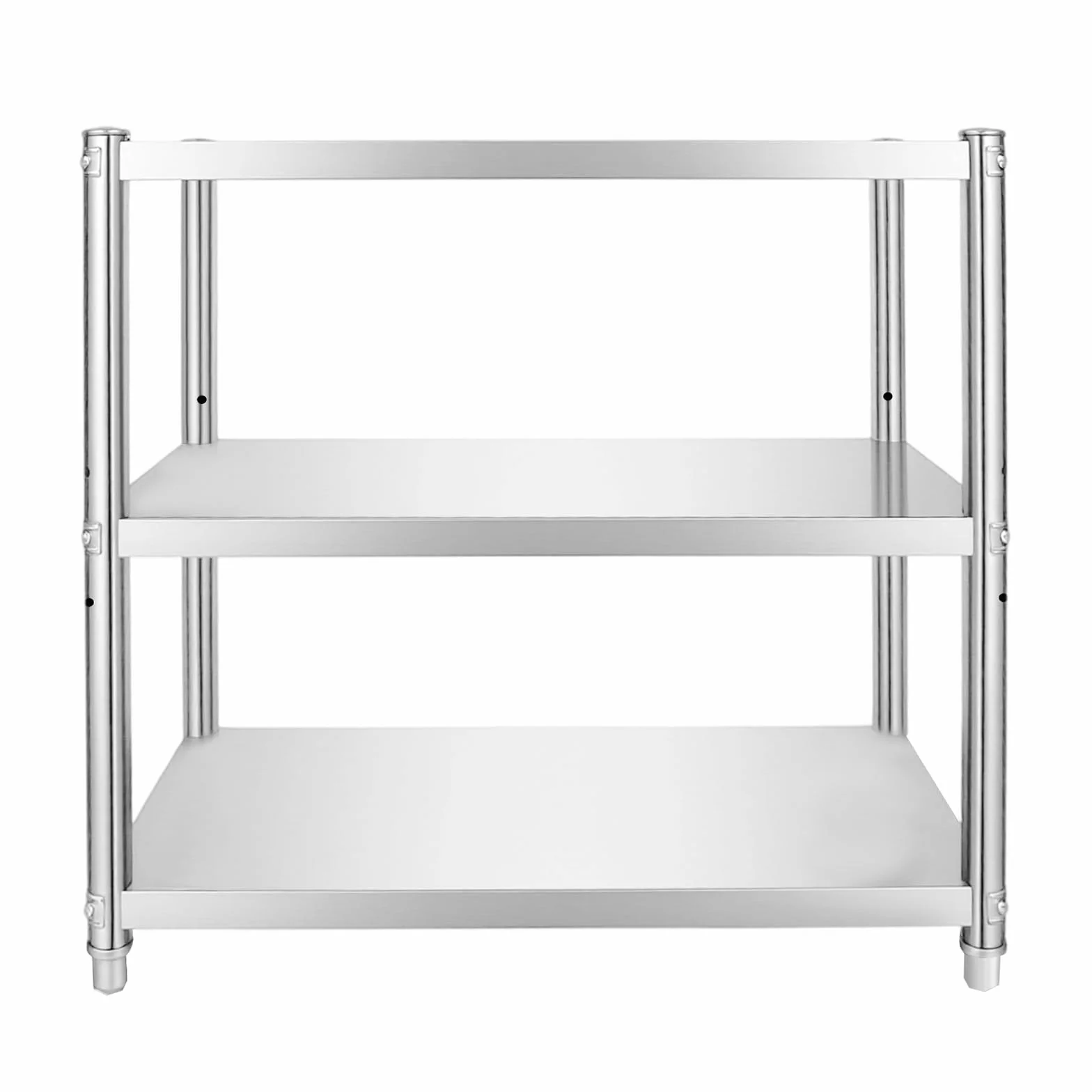 Estantería de acero inoxidable de 3 niveles, mesa de acero inoxidable, 80 x 80 x 40 cm, para cargas pesadas de hasta 60 kg, estantería de cocina de metal