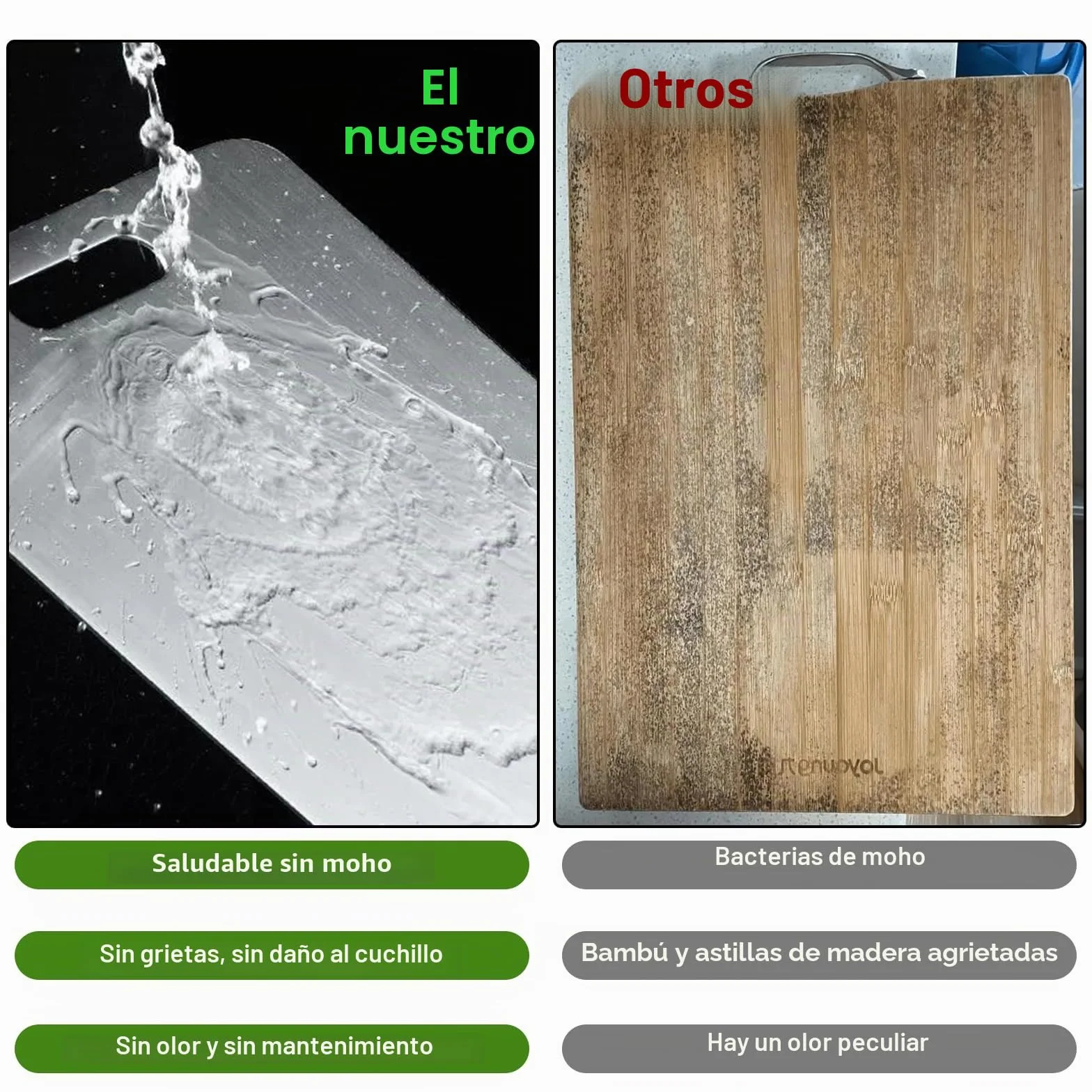 Tabla Cortar Acero Inoxidable 304 Doble Cara 40x30cm+30x20cm para Cocina