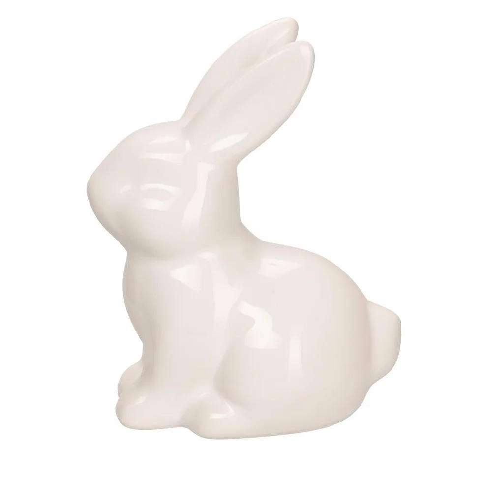 Figura decorativa conejo Pascua blanco brillante dolomita 2 unidades