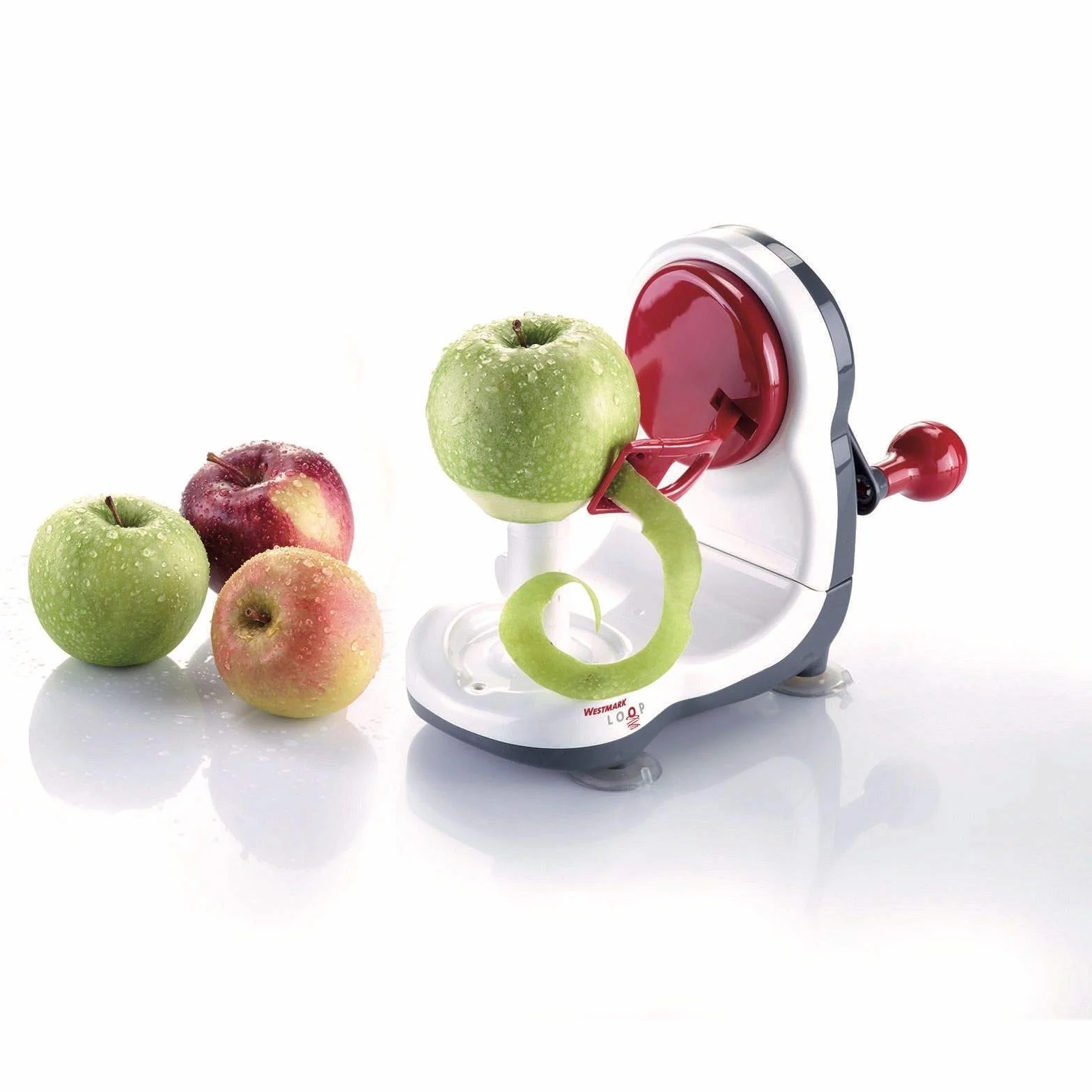 Westmark Máquina peladora de manzanas, Plástico/Acero inoxidable, Blanco/Gris oscuro/Rojo