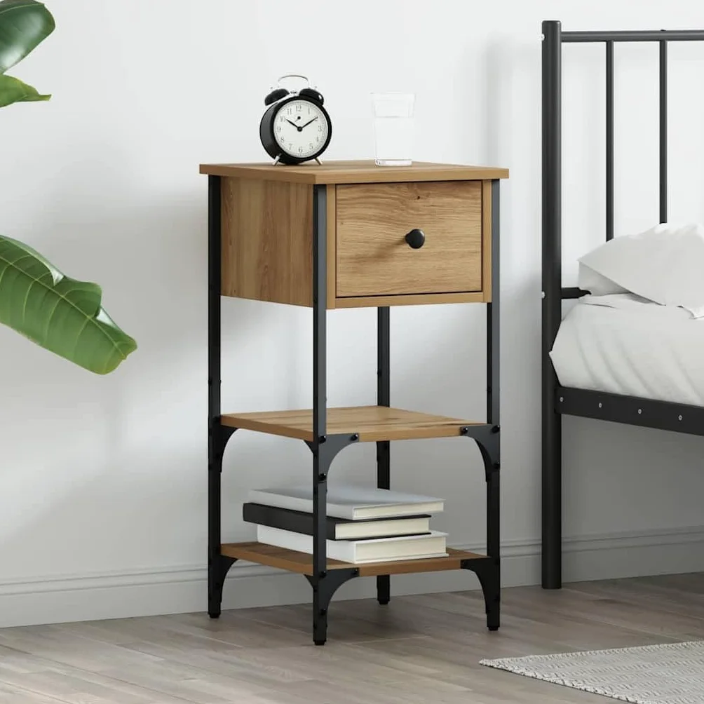 Mesita de noche marrón 33,5 x 36 x 70 cm, madera maciza renovada, mesita de noche para dormitorio, moderna para salón, dormitorio, estudio, habitación de invitados, A2