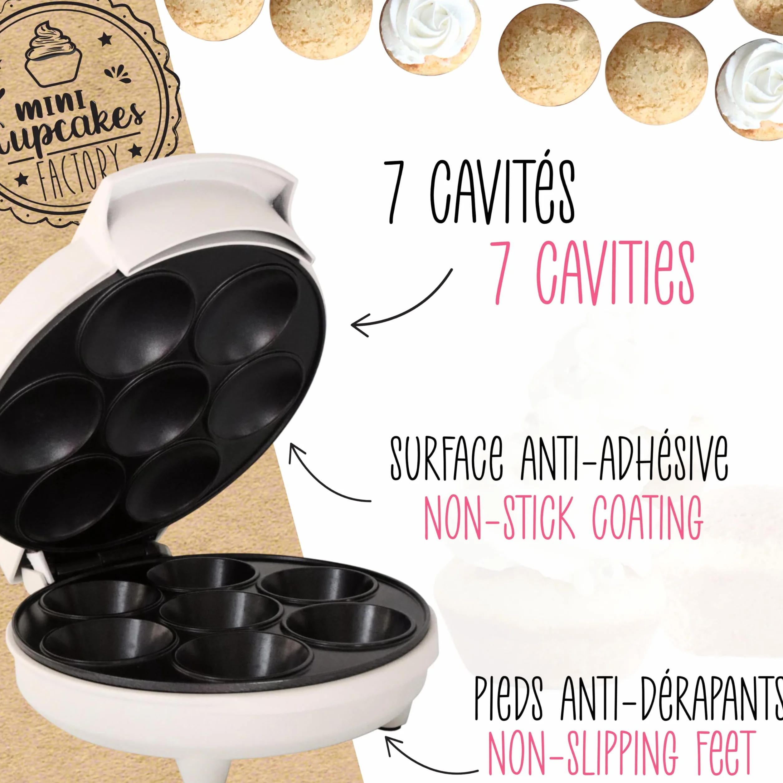 ScrapCooking - Máquina de Cupcakes y Muffins - Mini Cupcakes Factory - Aparato para Hacer Muffins en 5 Minutos - Idea de Regalo para Repostería y Cocina - Receta Incluida - 3892