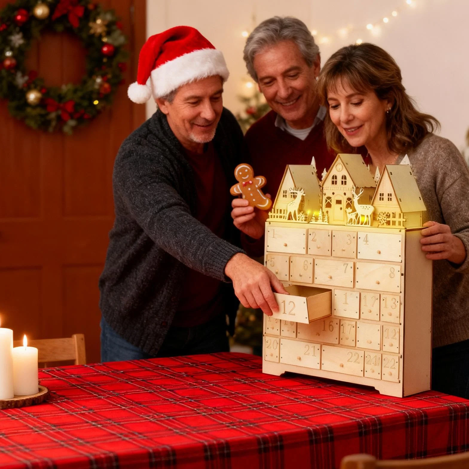 Calendario De Cuenta Atrás Para Navidad 2025 Decoración De Adviento En | Calendario De Cuenta Atrás De Madera Con 24 Cajones Para Adultos Familia Amigos Niños