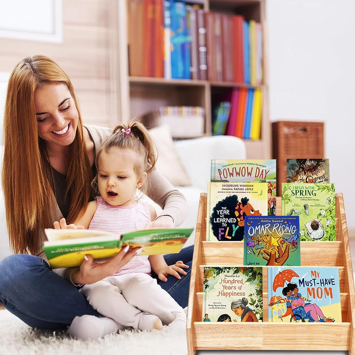 HEYOUTH Madera Libreria Infantil,estanteria Libros Infantil,Estanteria Montessori,Biblioteca Infantil con 5 Estanterías,para Habitaciones Infantiles,Guardería,