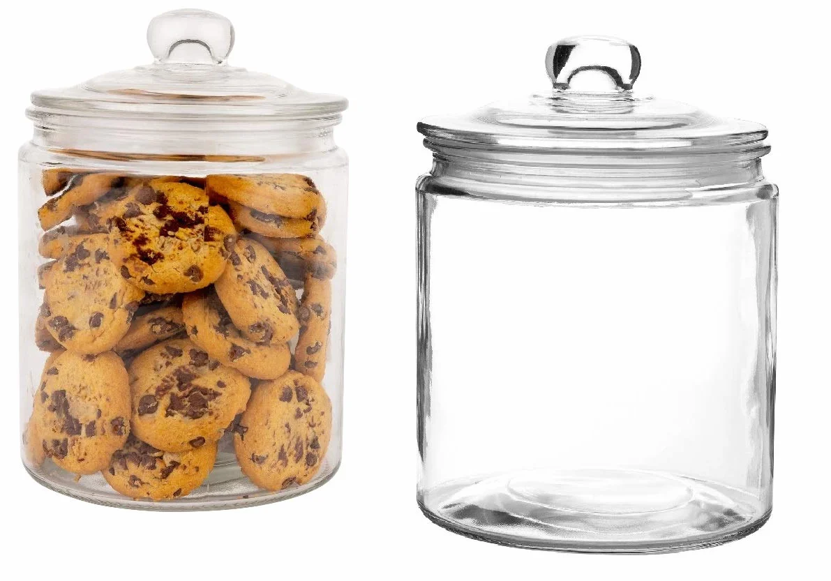 Marbelous - Juego de 2 tarros de cristal con tapa (2 litros), herméticos, para harina, pasta, dulces, golosinas, snacks y mucho más. Ideales para organizar la cocina y la despensa, 68 onzas.