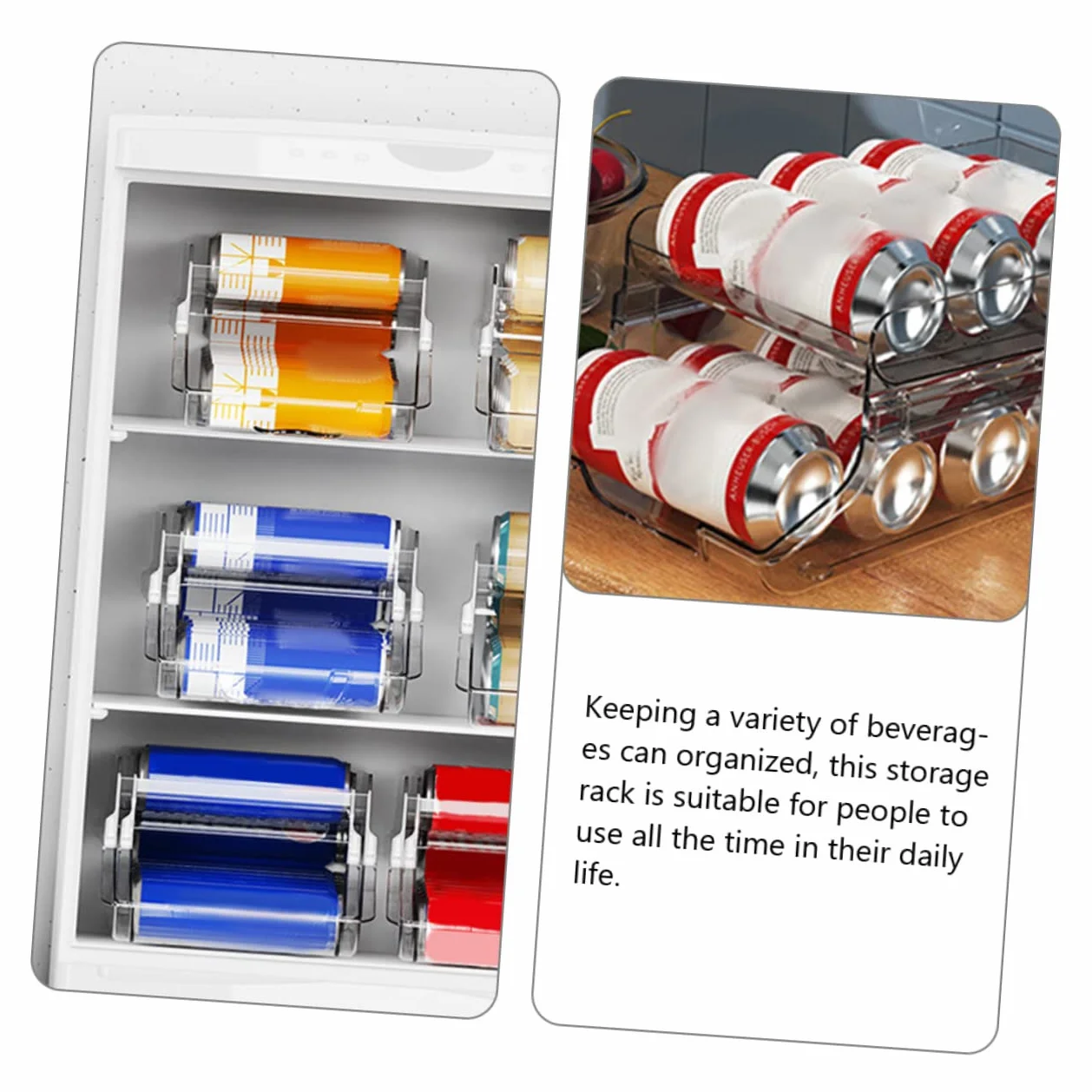 Cabilock Organizador de Latas de Doble Capa en Plástico Transparente | Diseño Apilable, Dispensador por Gravedad, para Cocina y Tienda, 1 Pieza