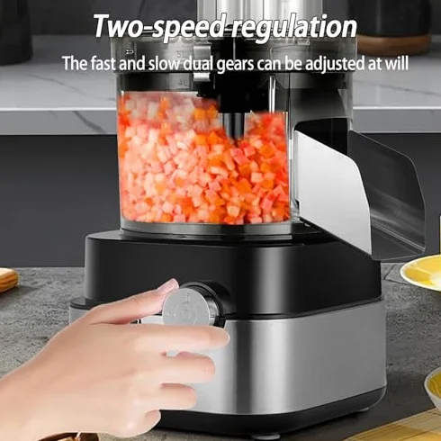 Cortador de verduras, procesador de alimentos, acero inoxidable, capacidad de 5 litros, cuchillas multifuncionales para cortar, rebanar, triturar y moler carne