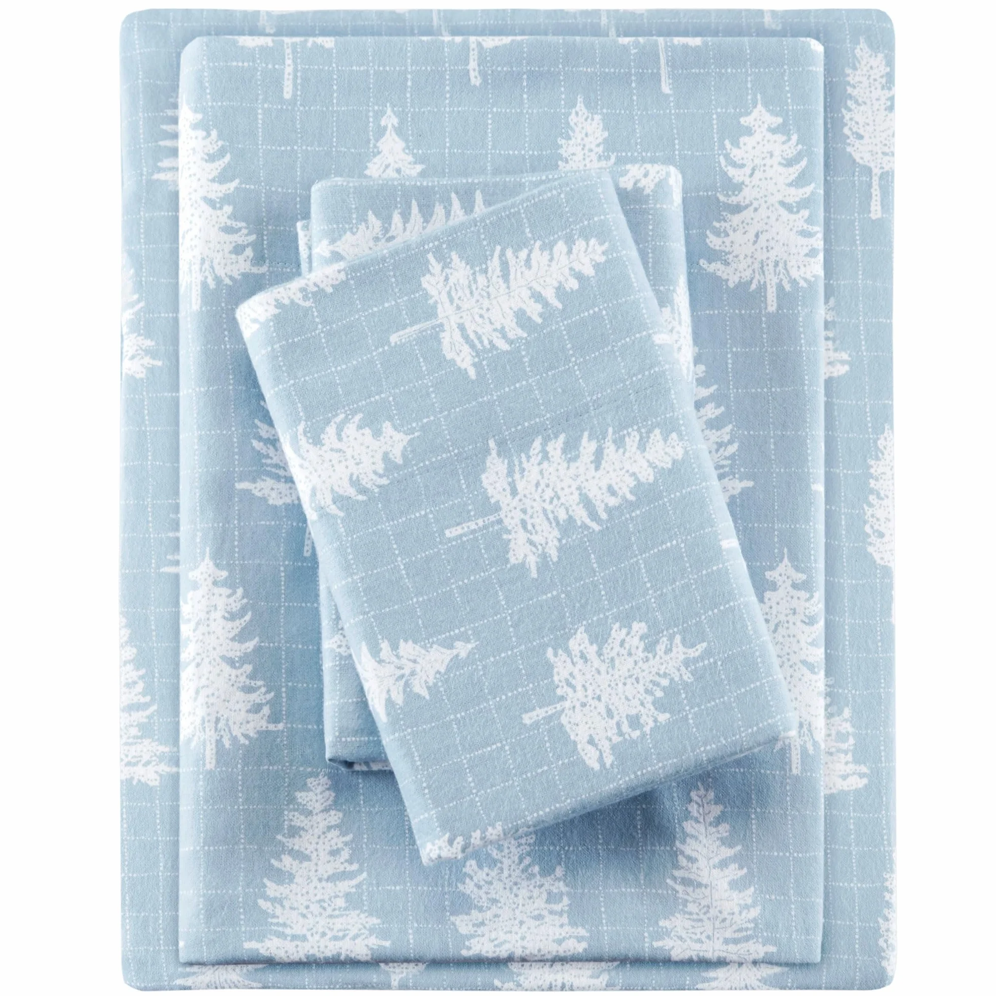 Sleep Philosophy True North by Cozy Flannel - Juego de sábanas de Franela 100% algodón Ultra Suave para Clima frío, tamaño matrimonial, Azul Bosque