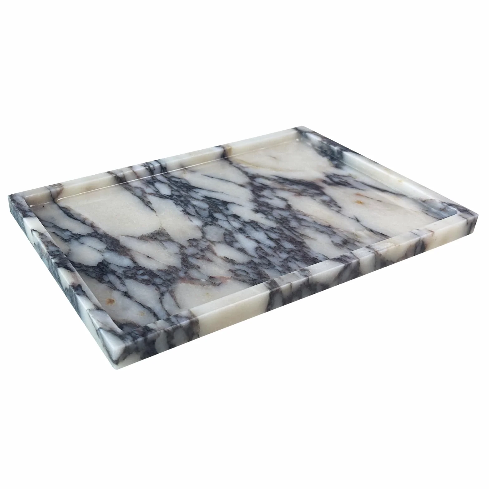 Bandeja de mármol Natural Real para Viola de Calcuta, Bandeja de Piedra de mármol para baño/Cocina (Calacatta Viola, 12 x 8 Pulgadas) | Mármol de viola de Calcuta